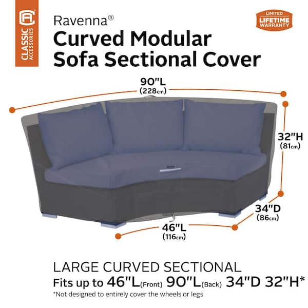 Classic Accessories Ravenna 92 In L X 36 In W X 32 In H Patio Curved Modular Sectional Sofa Cover 55 827 015101 Ec The Home Depot