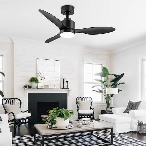 Sawyer 42 in. Indoor Black Ceiling Fan with Integrated LED Light and Remote Control Included