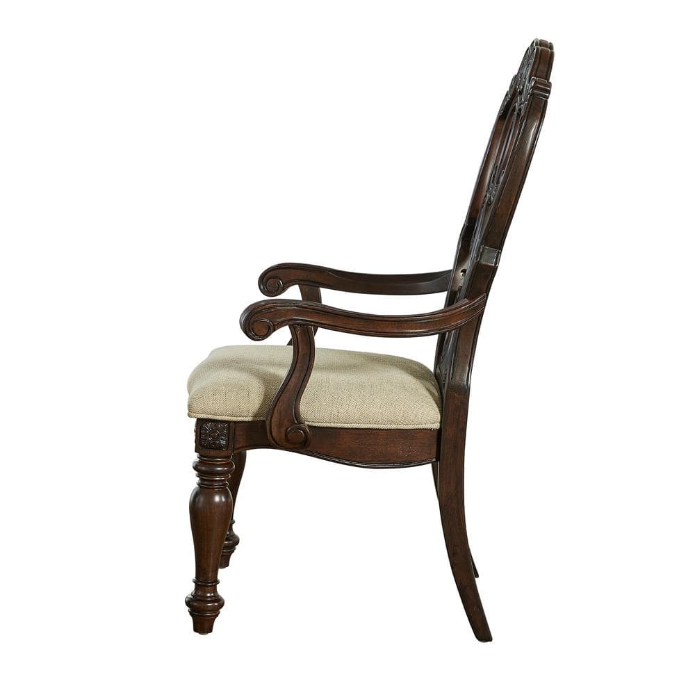 Traditional Warm Brown Pecan Wood Accent Chair