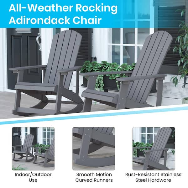 Carnegy Avenue Gray Plastic Outdoor Rocking Chair CGA JJ 508526 LI