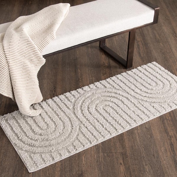 Oathil Light Frost Gray 2 ft. x 5 ft. Geometric Runner Rug