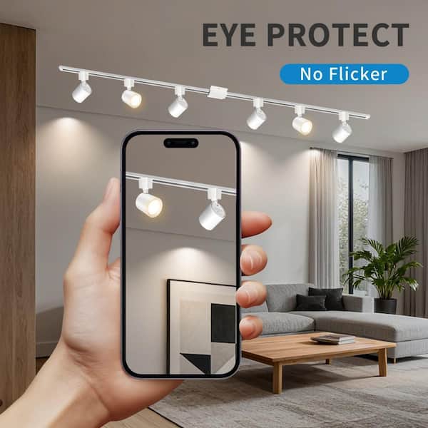 White Integrated LED Linear Track Lighting Rotatable Cylinder Heads CRI90 Plus 800lm Adjustable 5CCT Lights Only 12-Pack