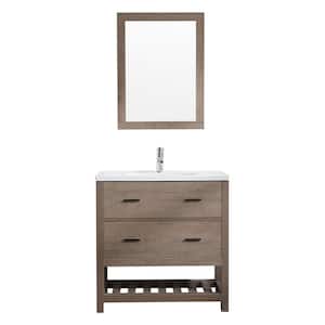 31.8 in. W x 18.3 in. D x 34.9 in. H Single Sink Bathroom Vanity in burlywood with Vanity Top and Mirror