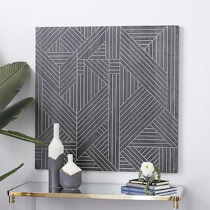 Wood Black Linear Geometric Wall Decor