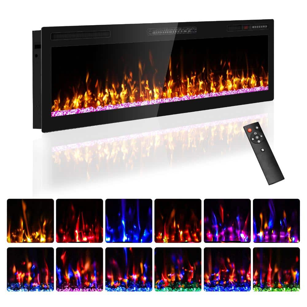 50 in. Black Recessed and Wall-Mounted Linear Electric Fireplace price history on PriceWatchPro