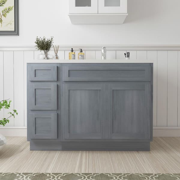 Vanity Art 42 in. W x 21 in. D x 32.5 in. H Bath Vanity Cabinet without Top in Silver