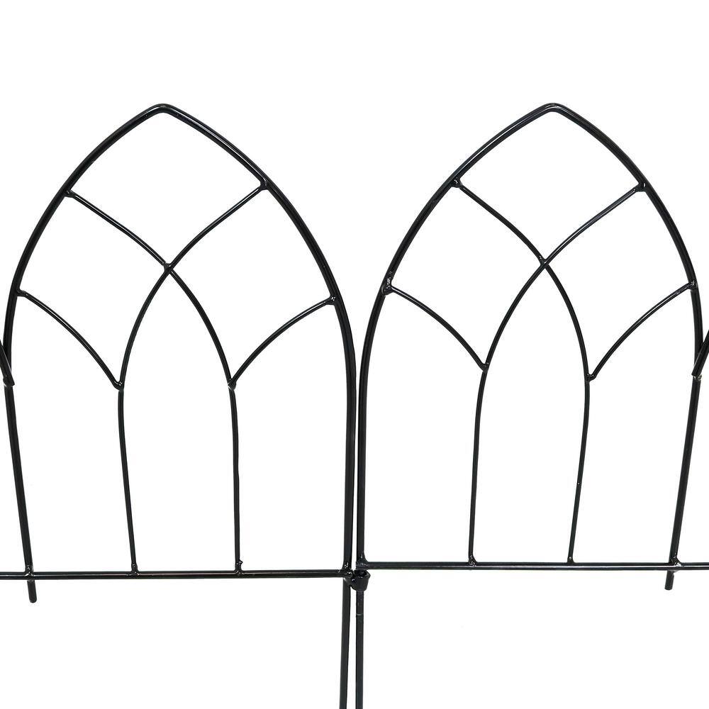 Narbonne Black Steel Gothic Garden Fence Panels Set of 5
