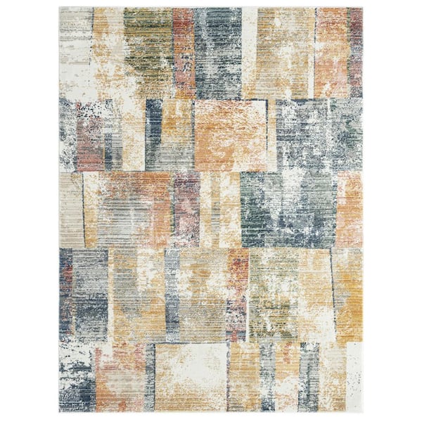 EVERLOOM Magnolia Ellery Beige/Multi 5 ft. x 7 ft. Geometric Area Rug