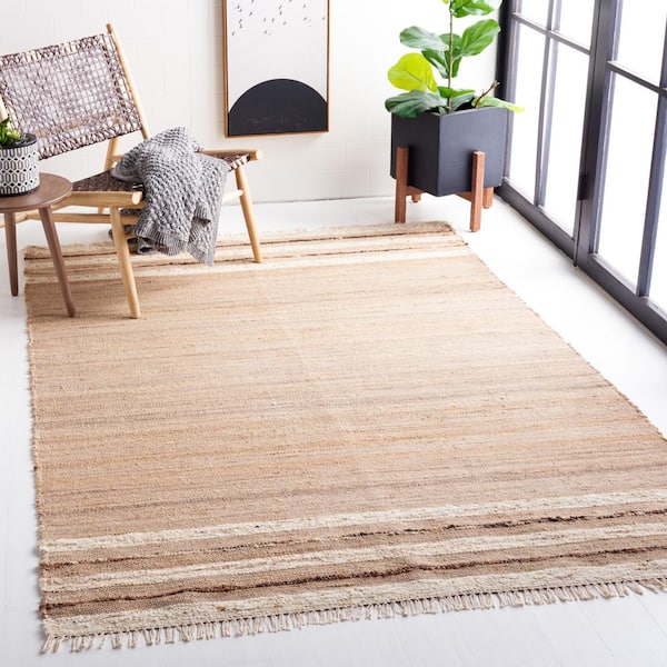 Natura 8 ft. x 10 ft. Natural/Brown Striped Border Area Rug