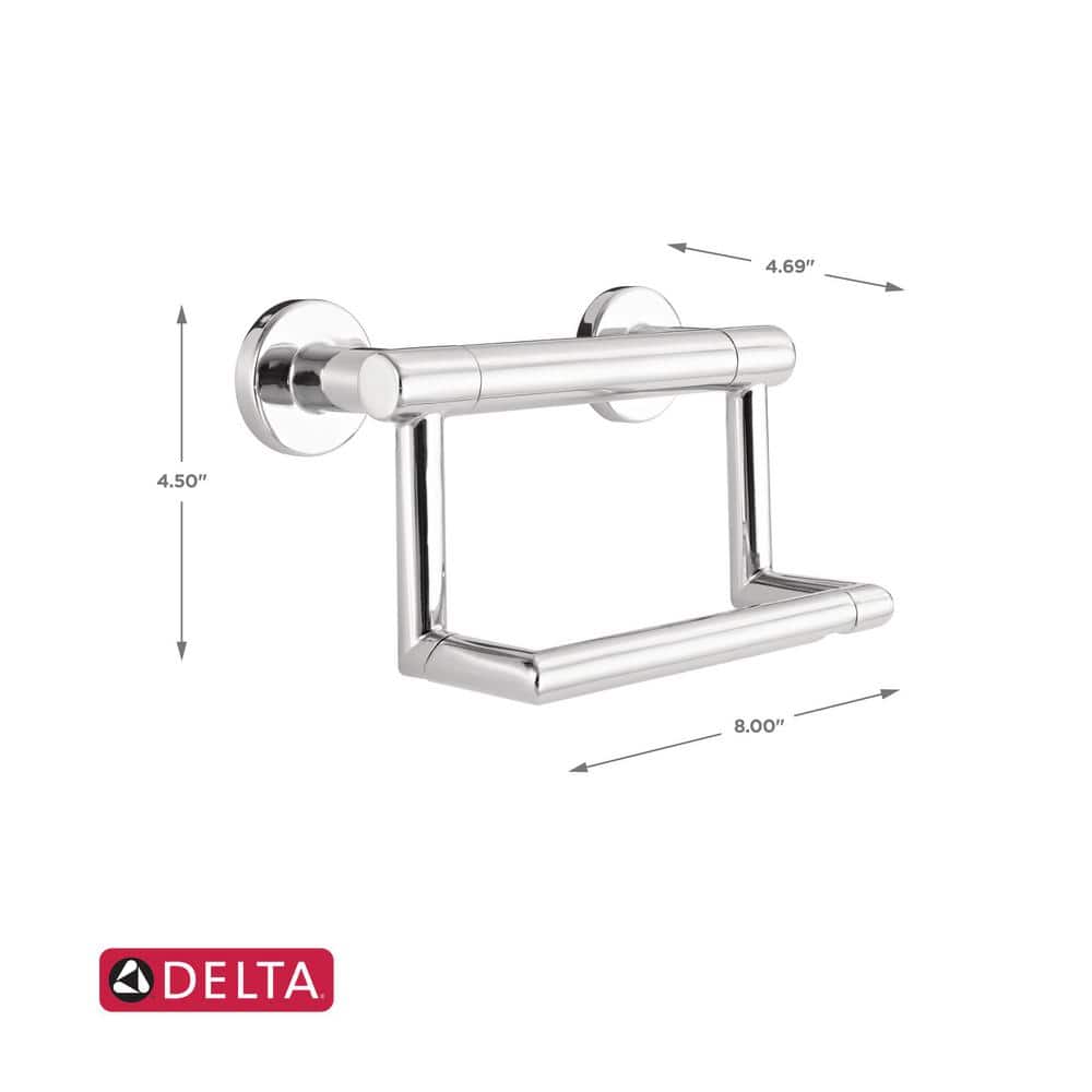 Chrome Wall Mounted Toilet Paper Holder with Assist Bar