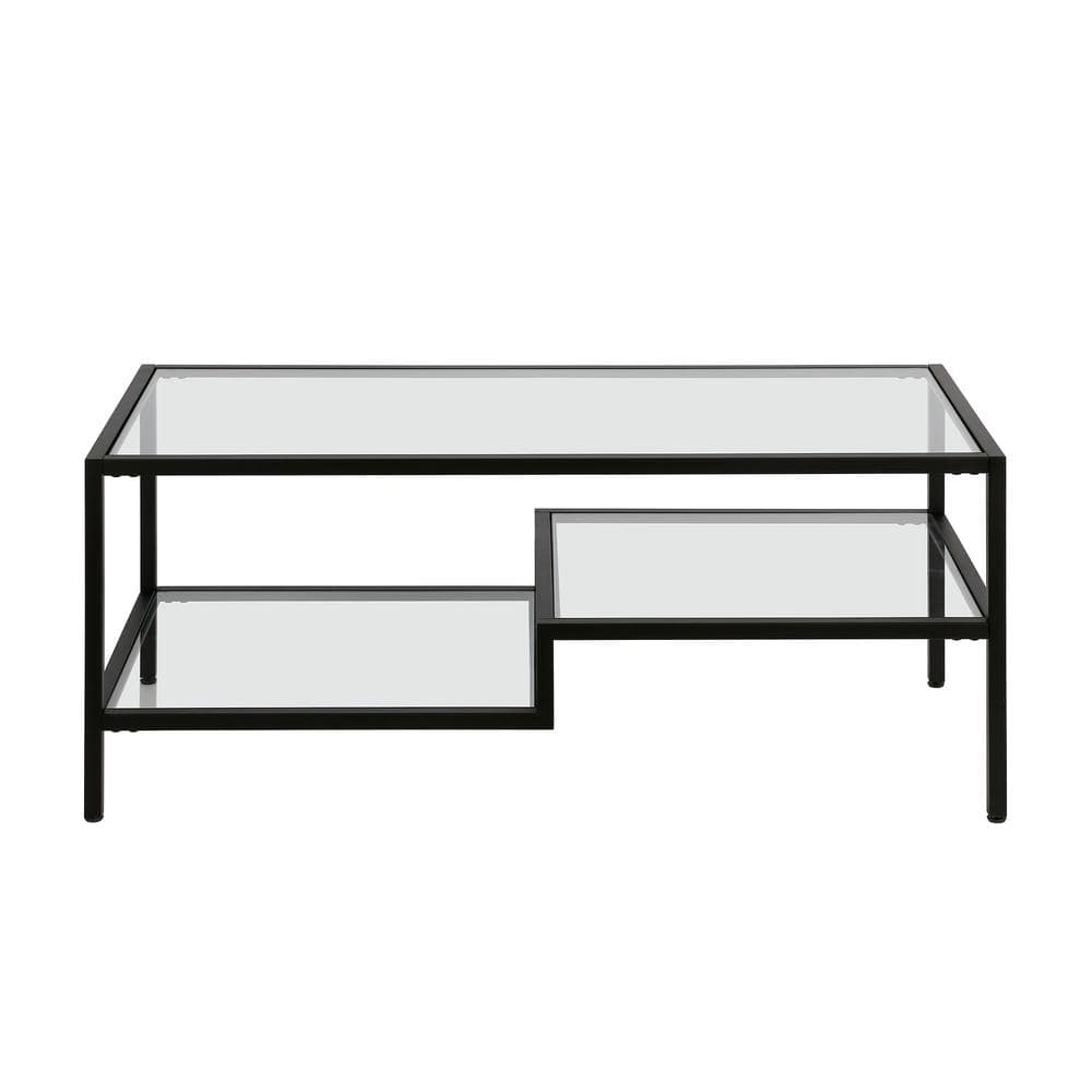 Blackened Bronze and Glass Two-Tier Coffee Table