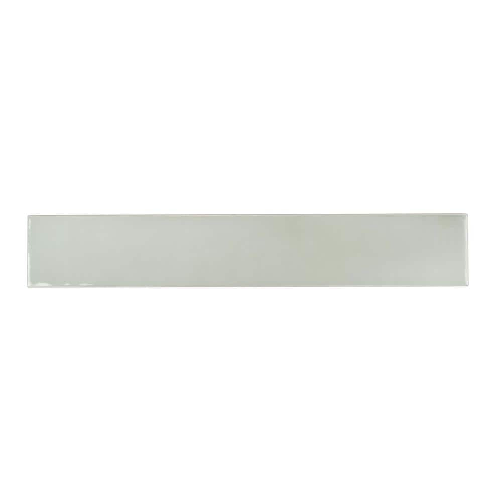 Apollo Tile Silken Green 2.56 in. x 15.75 in. Glossy Ceramic Subway ...