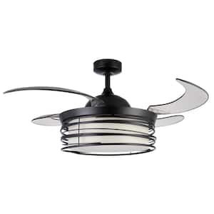 Luna 48 in. Indoor Black Retractable Ceiling Fan with Light and Remote Included