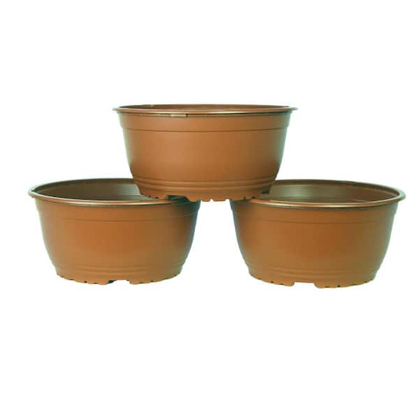 8 Inch Bowl Planter Terracotta Color Plastic Round Planter (3 Pack)