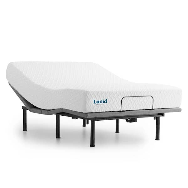 Lucid Comfort Collection Deluxe Adjustable Bed and 10 in. Firm Gel