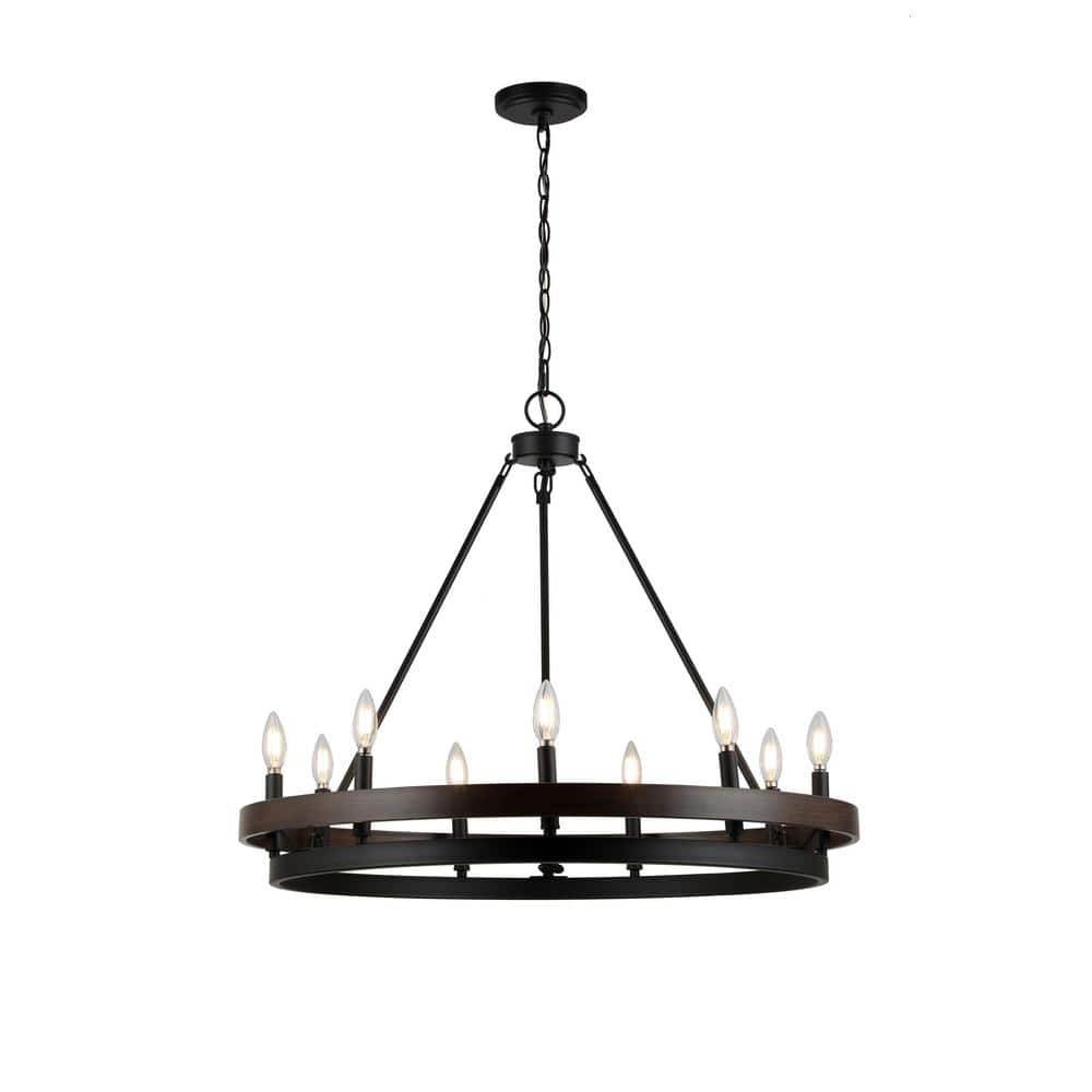 32 in. W 9-Light Matte Black Finish Chandelier price history on PriceWatchPro