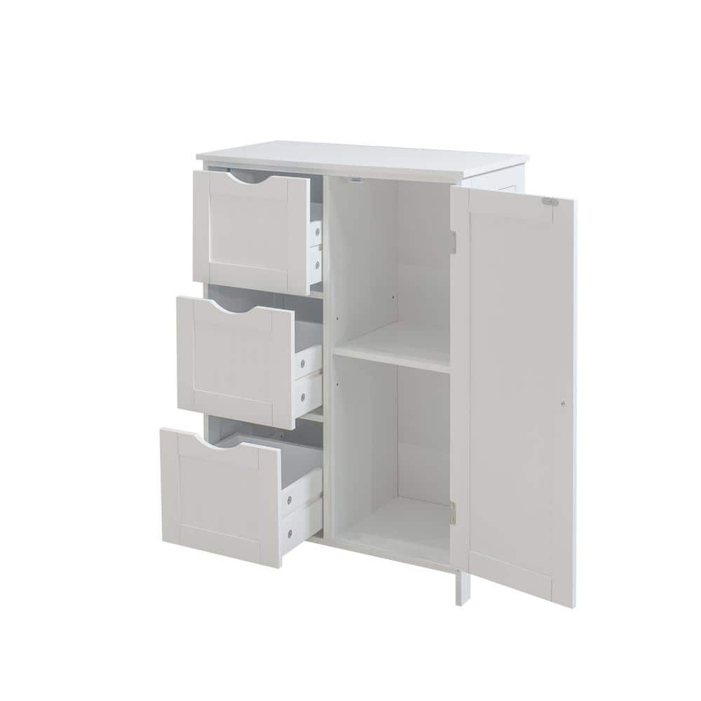 23.62 in. W x 11.81 in. D x 31.5 in. H White Freestanding Linen Cabinet wit