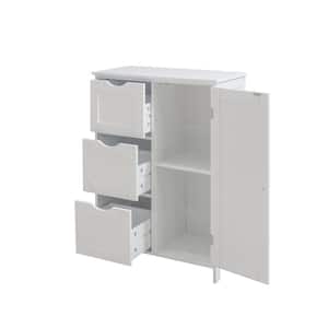 23.62 in. W x 11.81 in. D x 31.5 in. H White Freestanding Linen Cabinet with 3-Drawers