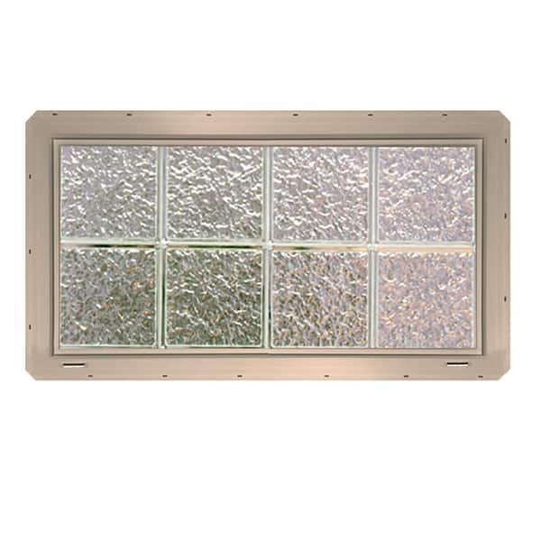 CrystaLok 31.75 in. x 16.75 in. x 3.25 in. Ice Pattern Vinyl Framed Glass Block Window with Clay Colored Vinyl Nailing Fin
