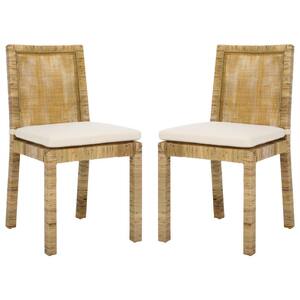 Tojo White/Gray 15.74 in. Rattan Dining Chair (Set of 2)