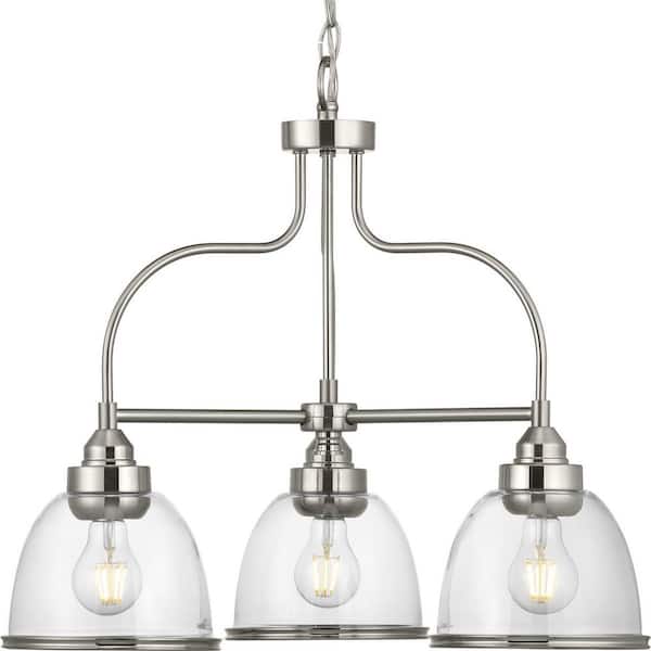 Progress Lighting Saluda 3-Light Brushed Nickel Transitional Chandelier