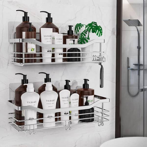Vacuum Shower Caddy Suction Cup No-drilling Removable Waterproof Bathroom  Wall Shelf Shower Basket Storage Organizer For Shampoo Conditioner Razors So