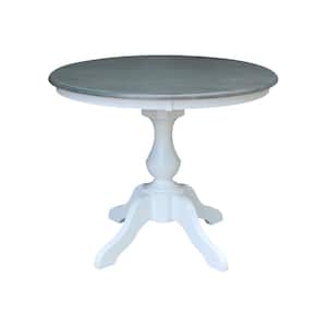 White / Heather Gray 36 in. Round Sophia Pedestal Dining Table