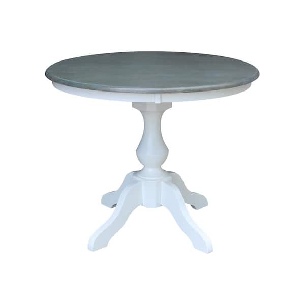 International Concepts White / Heather Gray 36 in. Round Sophia Pedestal Dining Table