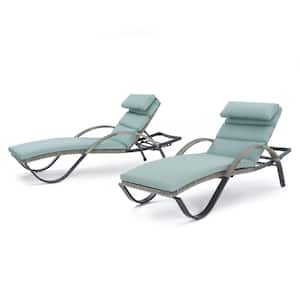 Cannes Patio Chaise Lounge with Bliss Blue Cushions (2-Pack)