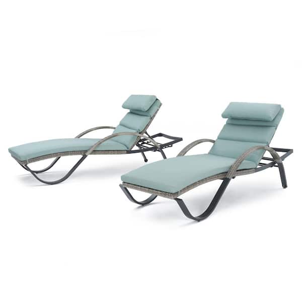 RST BRANDS Cannes Patio Chaise Lounge with Bliss Blue Cushions (2-Pack)