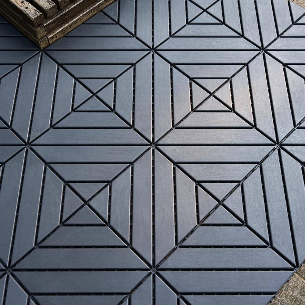 1 ft. W x 1 ft. L Outdoor Backyard Striped Pattern Square PVC Interlocking Flooring Deck Tiles in Gray(Pack of 44 Tiles) price history on PriceWatchPro