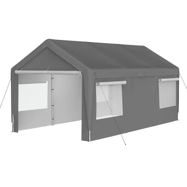10 ft. x 20 ft. Heavy Duty Carport Canopy Garage with Removable Sidewalls and Roll-Up Ventilated Windows