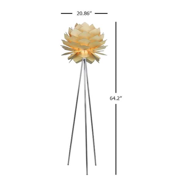 Anemone 64 2 In Natural Wood Floor Lamp Ju07f20w The Home Depot Natural Wood Floor Lamp, Flower Floor Lamp Home Depot