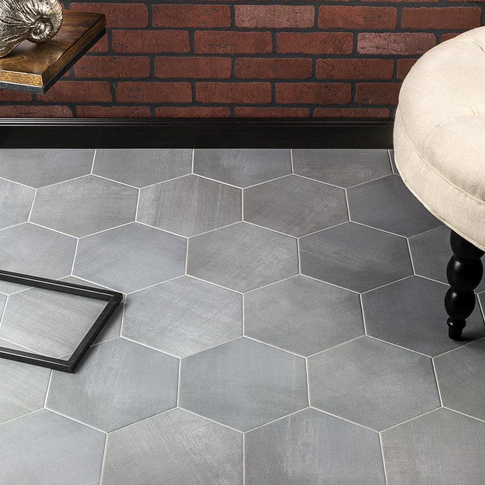 Gray Hexagon Matte Porcelain Floor and Wall Tile
