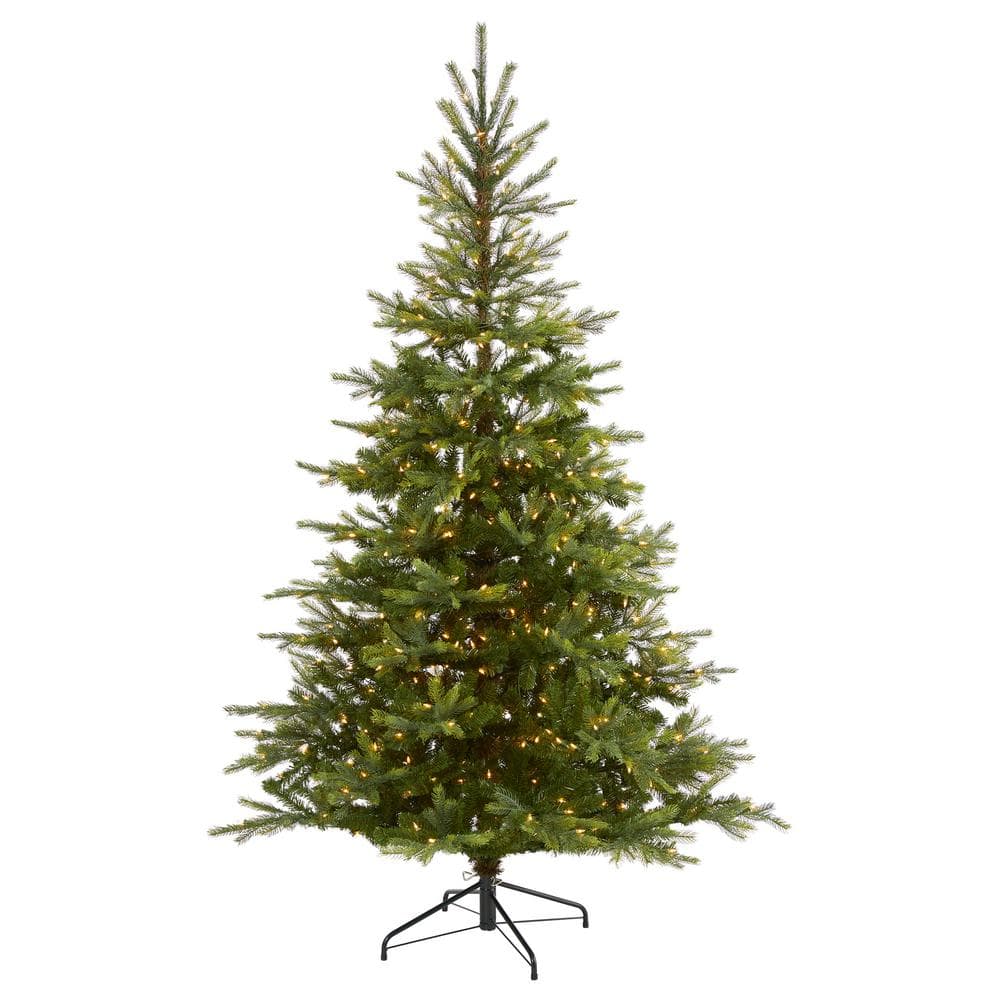 Nearly Natural 7 ft. Pre-Lit North Carolina Spruce Artificial Christmas ...