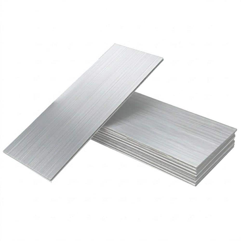 Metal Brushed Aluminum 4 in. x 12 in. Peel and Stick Backsplash
