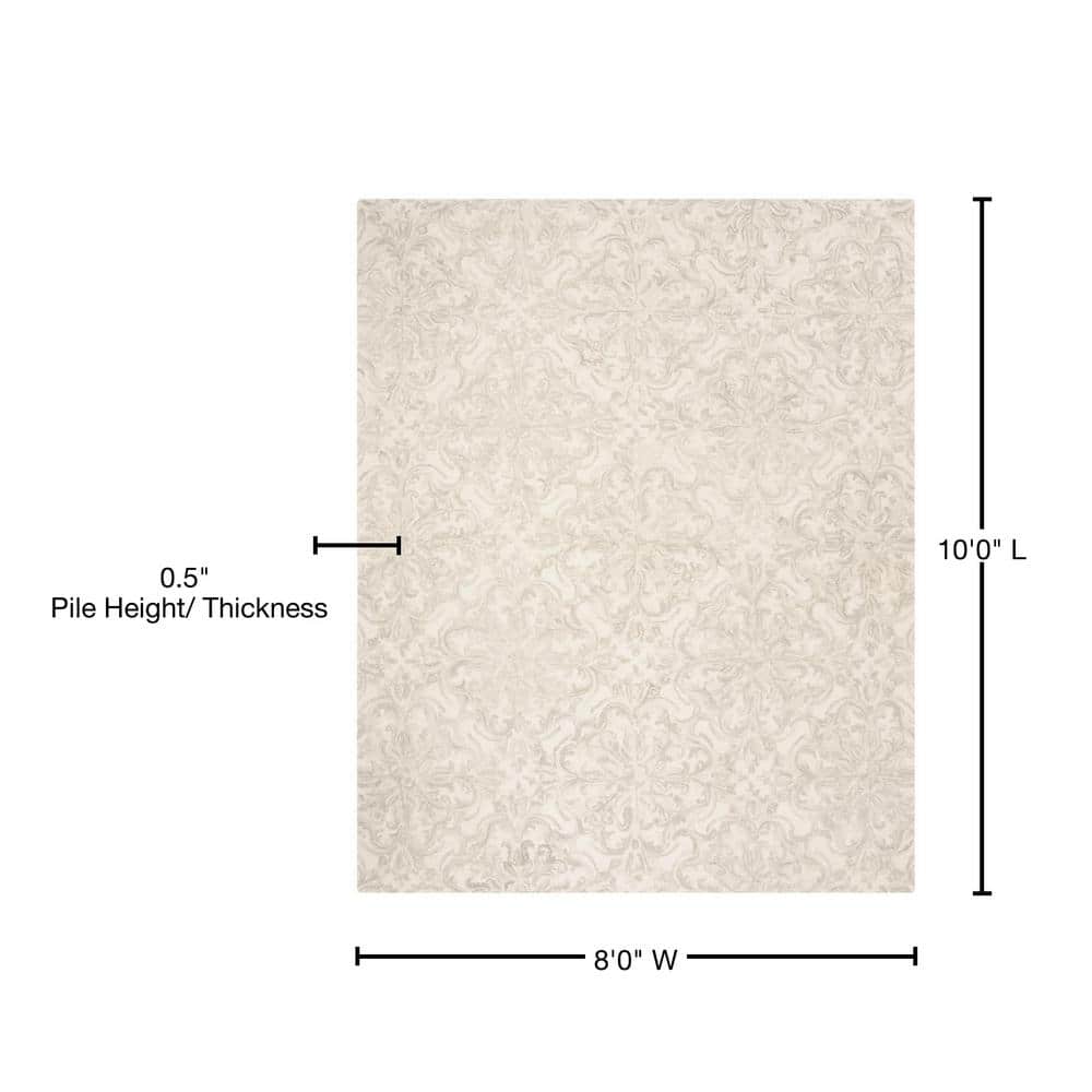 Ivory Floral Tufted Wool-Cotton Blend 8' x 10' Area Rug