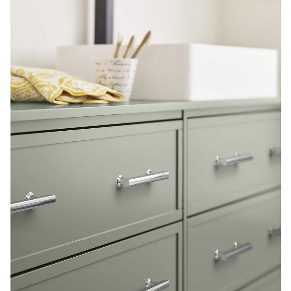 Polished Chrome 3-3/4 Inch Modern Cabinet Pull