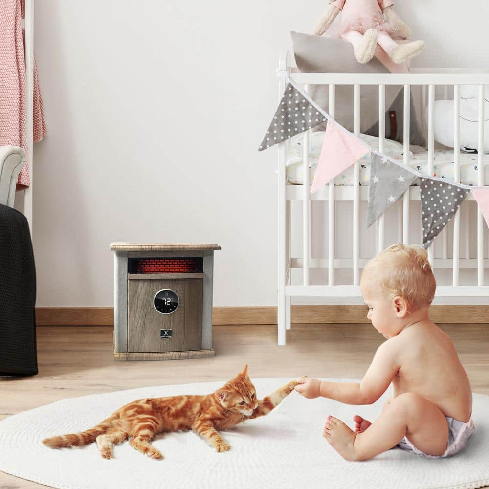 Tan Electric Infrared Convection Space Heater with Thermostat