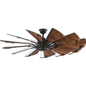 Springer Collection 60 in. 12-Blade Bronze Distressed Walnut Blades DC Motor Farmhouse Windmill Ceiling Fan with Remote