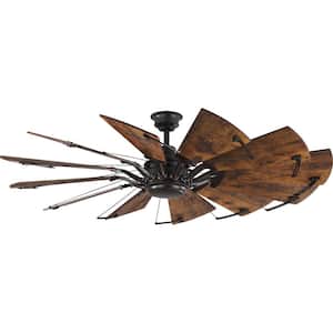 Springer Collection 60 in. 12-Blade Bronze Distressed Walnut Blades DC Motor Farmhouse Windmill Ceiling Fan with Remote