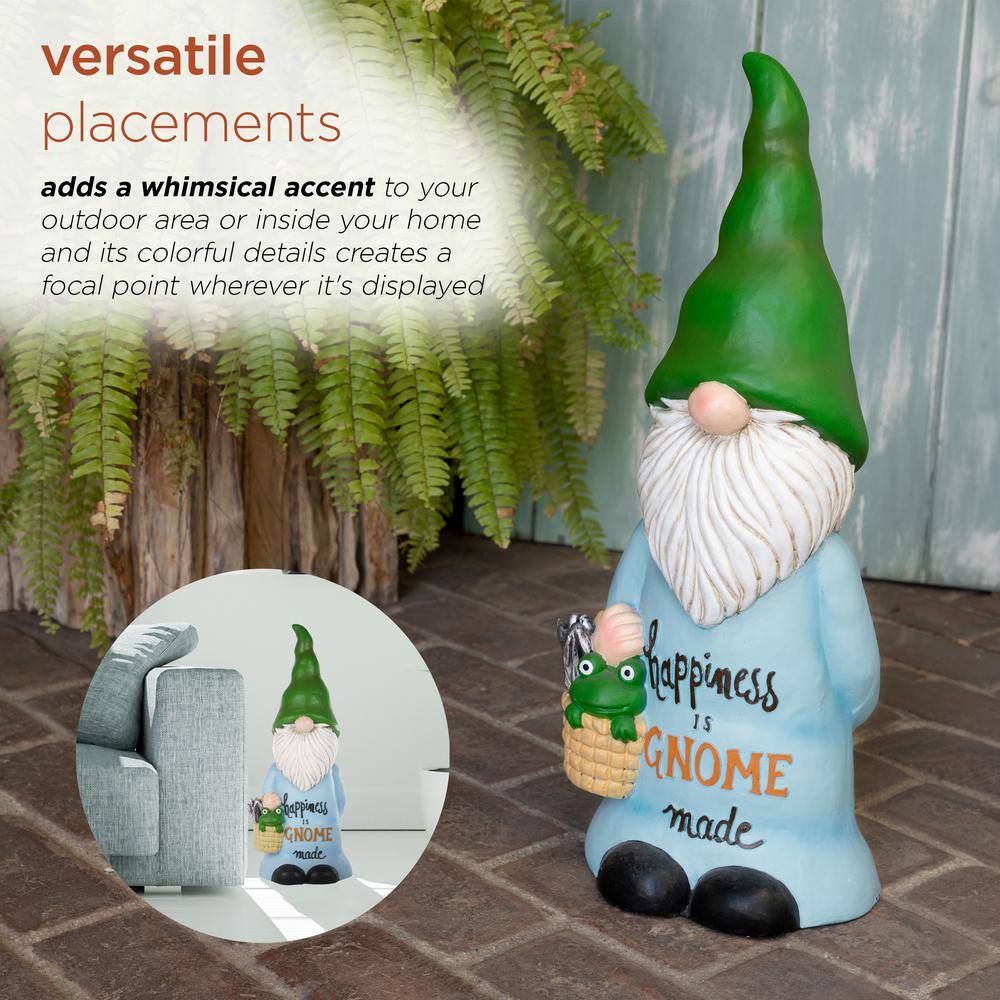 24" Multicolor Polyresin Garden Gnome with Frog Basket