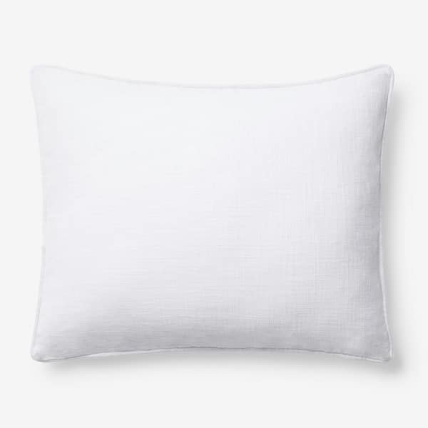 The Company Store Concord Cotton Twill White Solid 16 in. x 24 in. Large Boudoir Throw Pillow Cover
