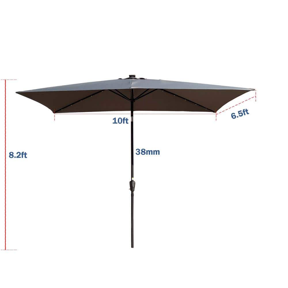 10 ft. Black Aluminum Market Patio Umbrella with Solar LED Lights