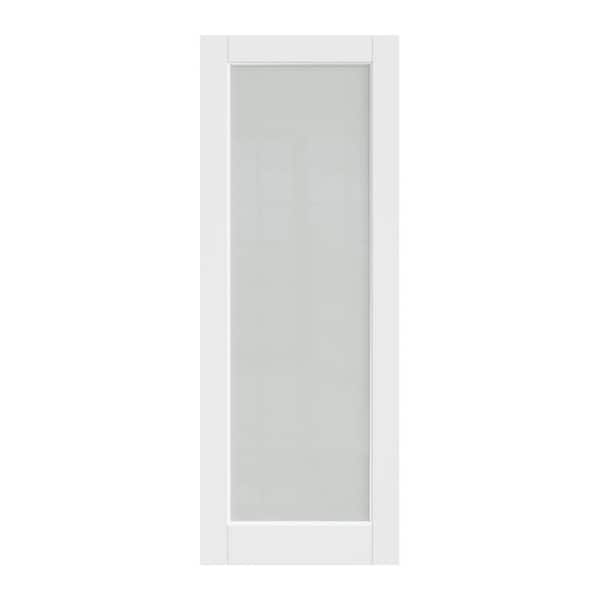 ARK DESIGN 28 in. x 96 in. 1-Lite Frosted Glass Solid Core White Primed ...