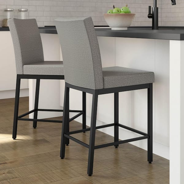 Amisco Perry 26 in. Silver Grey Polyester / Black Metal Counter Stool