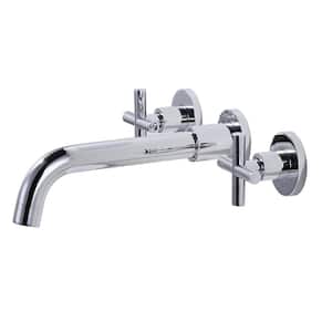 Double Handle Wall Mounted Bathroom Faucet in Chrome