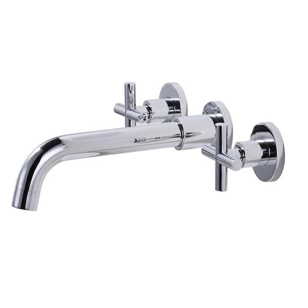 WOWOW Double Handle Wall Mounted Bathroom Faucet in Chrome