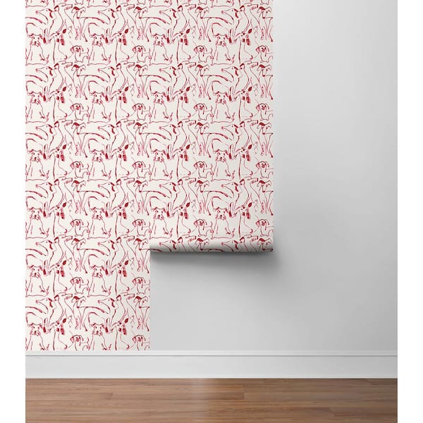 Dog Doodle Lipstick Vinyl Peel and Stick Wallpaper Roll (Covers 30.75 sq. ft.)
