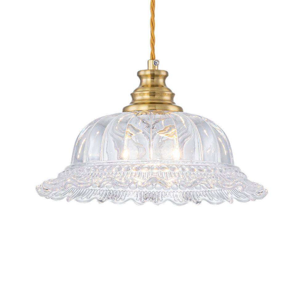 Rene 1-Light Modern Brass Dome Clear Glass Flower Shape Pendant Light Kitchen Island price history on PriceWatchPro
